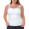 Ocean Blues Women’s Strapless Bandeau Tankini Top Tummy Control Bathing Suit Top Only(White)