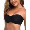 Ocean Blues Women’s Strapless Bikini Top Bandeau Swimsuit Off Shoulders Bikini Top Wire-Free Bathing Suit Top(Black)
