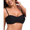 Ocean Blues Women’s Strapless Bikini Top Bandeau Swimsuit Off Shoulders Bikini Top Wire-Free Bathing Suit Top(Black)