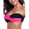 Ocean Blues Women’s Strapless Bikini Top Bandeau Swimsuit Off Shoulders Bikini Top Wire-Free Bathing Suit Top(Black and Hot Pink)