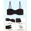 Ocean Blues Women’s Strapless Bikini Top Bandeau Swimsuit Off Shoulders Bikini Top Wire-Free Bathing Suit Top(Black and Hot Pink)