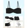 Ocean Blues Women’s Strapless Bikini Top Bandeau Swimsuit Off Shoulders Bikini Top Wire-Free Bathing Suit Top(Black and White)