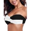 Ocean Blues Women’s Strapless Bikini Top Bandeau Swimsuit Off Shoulders Bikini Top Wire-Free Bathing Suit Top(Black and White)