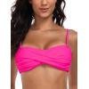Ocean Blues Women’s Strapless Bikini Top Bandeau Swimsuit Off Shoulders Bikini Top Wire-Free Bathing Suit Top(Hot Pink)