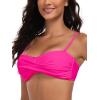 Ocean Blues Women’s Strapless Bikini Top Bandeau Swimsuit Off Shoulders Bikini Top Wire-Free Bathing Suit Top(Hot Pink)