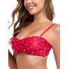 Ocean Blues Women’s Strapless Bikini Top Bandeau Swimsuit Off Shoulders Bikini Top Wire-Free Bathing Suit Top(Red Polka Dot)