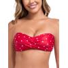 Ocean Blues Women’s Strapless Bikini Top Bandeau Swimsuit Off Shoulders Bikini Top Wire-Free Bathing Suit Top(Red Polka Dot)
