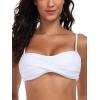 Ocean Blues Women’s Strapless Bikini Top Bandeau Swimsuit Off Shoulders Bikini Top Wire-Free Bathing Suit Top(White)