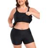 Ocean Blues Women’s Tankini Swimsuits Two Piece Bathing Suits Loose Fit Tank Top with Boyshorts(Black)