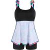 Ocean Blues Women’s Tankini Swimsuits Two Piece Bathing Suits Loose Fit Tank Top with Boyshorts(Colorful Leaves)