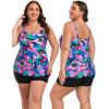 Ocean Blues Women’s Tankini Swimsuits Two Piece Bathing Suits Loose Fit Tank Top with Boyshorts(Colorful Leaves)