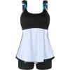 Ocean Blues Women’s Tankini Swimsuits Two Piece Bathing Suits Loose Fit Tank Top with Boyshorts(Feather Print)