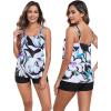 Ocean Blues Women’s Tankini Swimsuits Two Piece Bathing Suits Loose Fit Tank Top with Boyshorts(Floral Print)