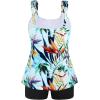 Ocean Blues Women’s Tankini Swimsuits Two Piece Bathing Suits Loose Fit Tank Top with Boyshorts(Leaf Print)