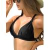 Ocean Blues Women’s Triangle Bikini Top V-Neck Swimsuit Top(Black)