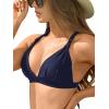 Ocean Blues Women’s Triangle Bikini Top V-Neck Swimsuit Top(Navy Blue)