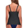 Ocean Blues Women’s Tummy Control Tankini Top with Twist Front Wire-Free Molded Cups Swim Top(Black Polka Dot)