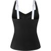 Ocean Blues Women’s Tummy Control Tankini Top with Twist Front Wire-Free Molded Cups Swim Top(Black+white)