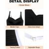 Ocean Blues Women’s Tummy Control Tankini Top with Twist Front Wire-Free Molded Cups Swim Top(Black+white)