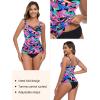 Ocean Blues Women’s Tummy Control Tankini Top with Twist Front Wire-Free Molded Cups Swim Top(Colorful Leaves)