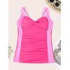 Ocean Blues Women’s Tummy Control Tankini Top with Twist Front Wire-Free Molded Cups Swim Top(Hot Pink+purple)