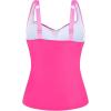 Ocean Blues Women’s Tummy Control Tankini Top with Twist Front Wire-Free Molded Cups Swim Top(Hot Pink+purple)