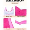 Ocean Blues Women’s Tummy Control Tankini Top with Twist Front Wire-Free Molded Cups Swim Top(Hot Pink+purple)