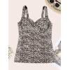 Ocean Blues Women’s Tummy Control Tankini Top with Twist Front Wire-Free Molded Cups Swim Top(Leopard)