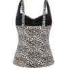 Ocean Blues Women’s Tummy Control Tankini Top with Twist Front Wire-Free Molded Cups Swim Top(Leopard)