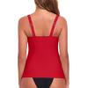 Ocean Blues Women’s Tummy Control Tankini Top with Twist Front Wire-Free Molded Cups Swim Top(Red)