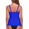 Ocean Blues Women’s Tummy Control Tankini Top with Twist Front Wire-Free Molded Cups Swim Top(Royal Blue)