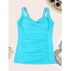 Ocean Blues Women’s Tummy Control Tankini Top with Twist Front Wire-Free Molded Cups Swim Top(Sky Blue)