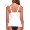 Ocean Blues Women’s Tummy Control Tankini Top with Twist Front Wire-Free Molded Cups Swim Top(White)