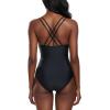 Ocean Blues Women’s V-Neck One Piece Swimsuit Tummy Control One Piece Bathing Suit(Black)
