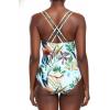 Ocean Blues Women’s V-Neck One Piece Swimsuit Tummy Control One Piece Bathing Suit(Leaf Print)