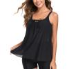 Ocean Blues Women’s Mesh Tankini Top Blouson Tankini Bathing Suit Top Loose Fit Swimsuit(Black)