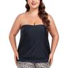 Ocean Blues Women’s Plus Size Bandeau Tankini Top Only Loose-Fitting Swimsuit(Black)