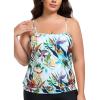Ocean Blues Women’s Plus Size Bandeau Tankini Top Only Loose-Fitting Swimsuit(Leaf Print)