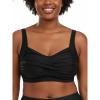 Ocean Blues Women’s Plus Size Bikini Top Twist Front Molded Bathing Suit Top(Black)