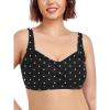 Ocean Blues Women’s Plus Size Bikini Top Twist Front Molded Bathing Suit Top(Black Polka Dot)