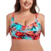 Ocean Blues Women’s Plus Size Bikini Top Twist Front Molded Bathing Suit Top(Blue Floral)