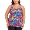 Ocean Blues Women’s Plus Size Tankini Top Only Loose Fit Blouson Tankini Bathing Suit Top(Animal Print)