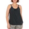 Ocean Blues Women’s Plus Size Tankini Top Only Loose Fit Blouson Tankini Bathing Suit Top(Black)