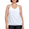 Ocean Blues Women’s Plus Size Tankini Top Only Loose Fit Blouson Tankini Bathing Suit Top(White)