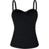 Ocean Blues Women’s Strapless Bandeau Swimsuit Top Ruched Tummy Control Tankini Top Only(Black)