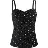 Ocean Blues Women’s Strapless Bandeau Swimsuit Top Ruched Tummy Control Tankini Top Only(Black Polka Dot)