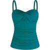 Ocean Blues Women’s Strapless Bandeau Swimsuit Top Ruched Tummy Control Tankini Top Only(Dark Teal)