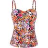 Ocean Blues Women’s Strapless Bandeau Swimsuit Top Ruched Tummy Control Tankini Top Only(Desert Lily)