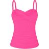 Ocean Blues Women’s Strapless Bandeau Swimsuit Top Ruched Tummy Control Tankini Top Only(Hot Pink)