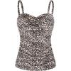 Ocean Blues Women’s Strapless Bandeau Swimsuit Top Ruched Tummy Control Tankini Top Only(Leopard)